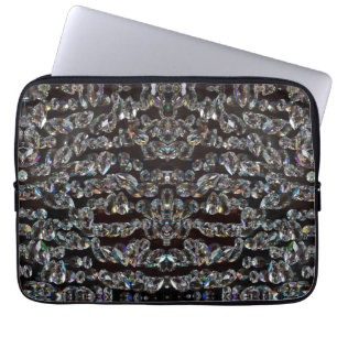 Housse Pour Ordinateur Portable Diamond motif élégant argent noir rhinestone