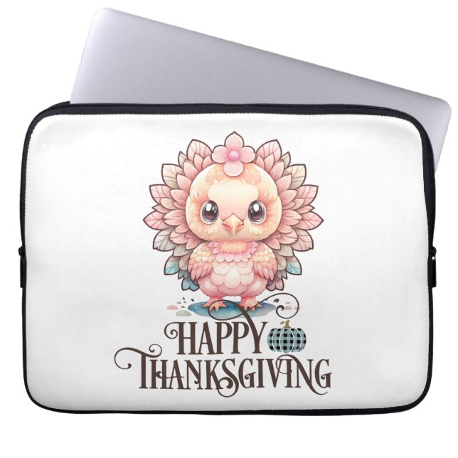 Housse Pour Ordinateur Portable Dinde de Thanksgiving mignonne (Devant)