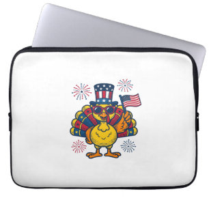 Housse Pour Ordinateur Portable Dinde patriotique drôle Feu d'artifice Chemise vin