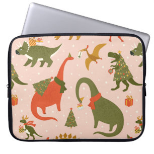 Housse Pour Ordinateur Portable Dino Christmas Party Tree Rex. Dinosaure à Père No