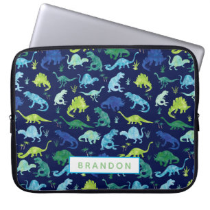 Housse Pour Ordinateur Portable Dinosaure couleur d'eau personnalisée Motif Blue K