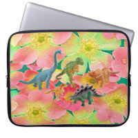Dinosaure floral à manches d'ordinateur portable