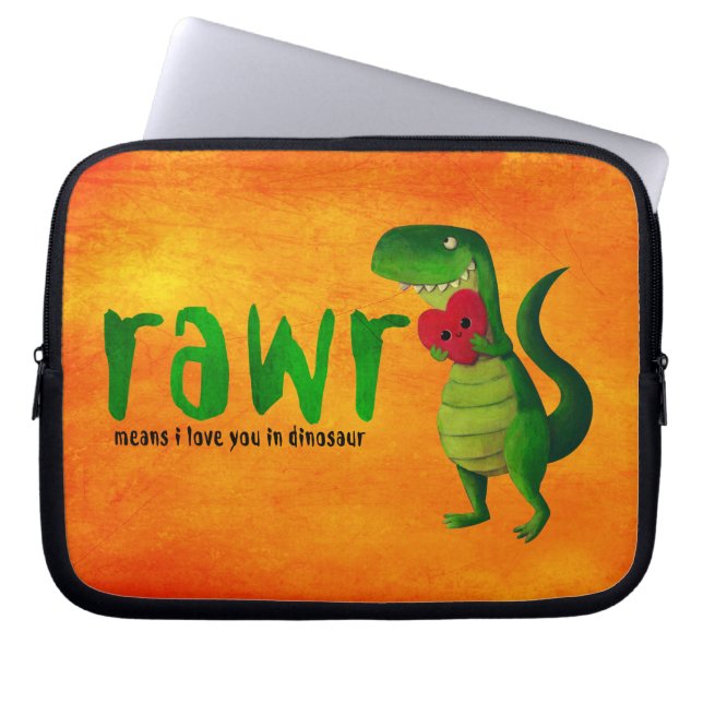 Housse Pour Ordinateur Portable Dinosaure romantique de RAWR T-rex (Devant)