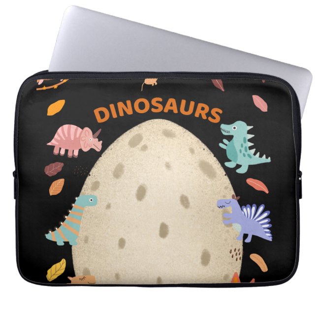 Housse Pour Ordinateur Portable Dinosaures d'aquarelle adorable avec gros Oeuf Din (Devant)