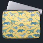 Housse Pour Ordinateur Portable Dinosaures soleil jaune<br><div class="desc">Beaucoup de dinosaures bleus,  Tyrannosaurus rex,  Spinosaurus,  Stegosaurus,  Diplodocus et Tricératops sur un arrière - plan jaune ensoleillé. Eek !</div>