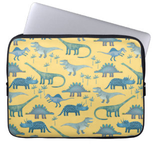 Housse Pour Ordinateur Portable Dinosaures soleil jaune
