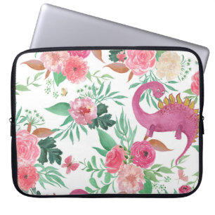 Housse Pour Ordinateur Portable Dinosaures Vintage motif floral