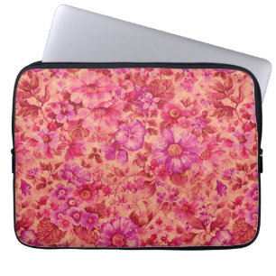 Housse Pour Ordinateur Portable Diverses fleurs en fleurs en rose et violet chaud
