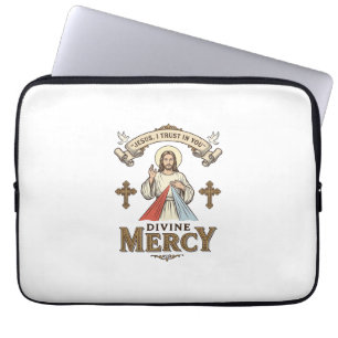 Housse Pour Ordinateur Portable Divine Mercy Jésus Gravure Vintage T-shirt Religie