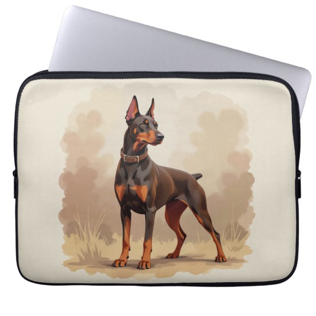 Housse Pour Ordinateur Portable Dobermann Pinscher Chien Marron Rouille Rouge (Devant)