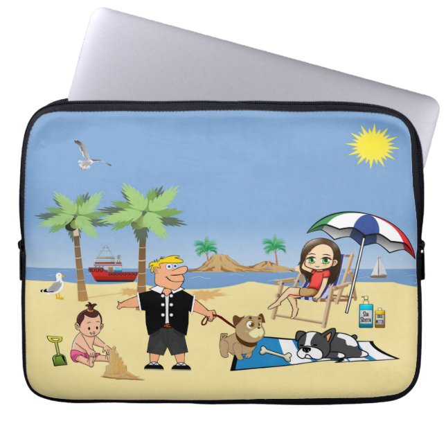 Housse Pour Ordinateur Portable Doggone Beach (Devant)