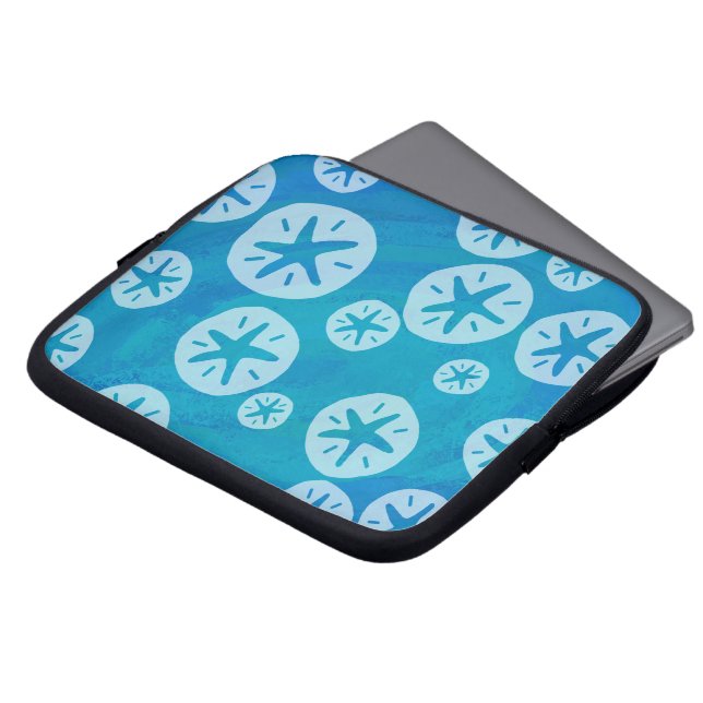 Housse Pour Ordinateur Portable Dollar de sable blanc et Motif bleu (Devant haut)
