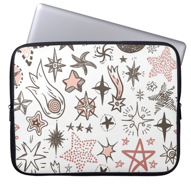 Housse Pour Ordinateur Portable Doodles cosmiques : Étoiles et comètes (Devant)