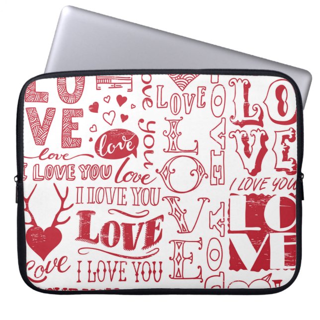 Housse Pour Ordinateur Portable Doodles d'amour dessinés à la main  (Devant)