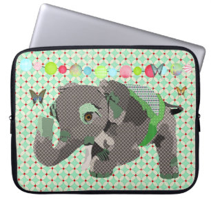 Housse Pour Ordinateur Portable Douille chanceuse d'ordinateur de vert d'éléphan