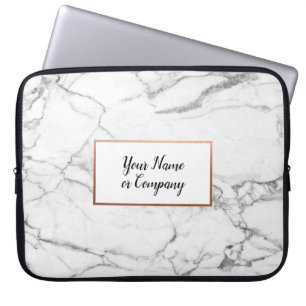 Housse Pour Ordinateur Portable Douille de marbre et rose personnalisée