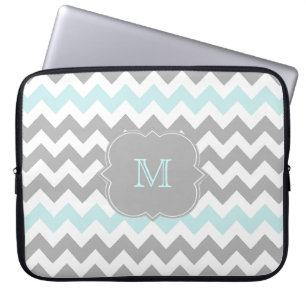 Housse Pour Ordinateur Portable Douille grise d'ordinateur portable de monogramme