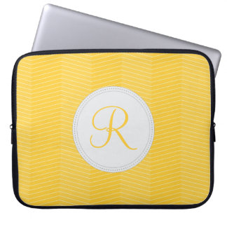 Housse Pour Ordinateur Portable Douille jaune d'ordinateur portable de monogramme