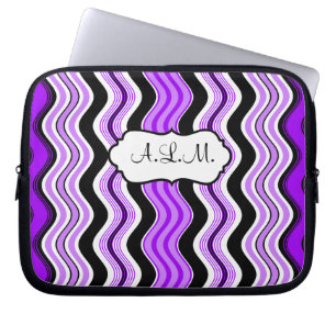 Housse Pour Ordinateur Portable Douille onduleuse pourpre, noire, blanche