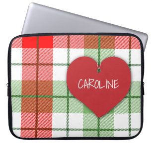 Housse Pour Ordinateur Portable Douille rouge et verte de plaid et d'ordinateur