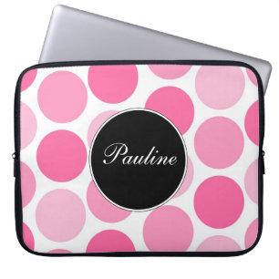 Housse Pour Ordinateur Portable Douilles roses de monogramme d'ordinateur portable