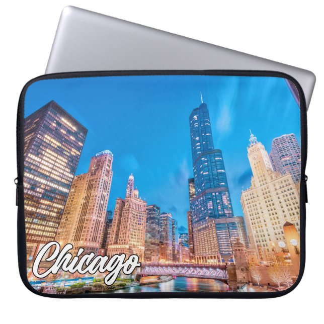 Housse Pour Ordinateur Portable Downtown Chicago, Illinois, États-Unis (Devant)