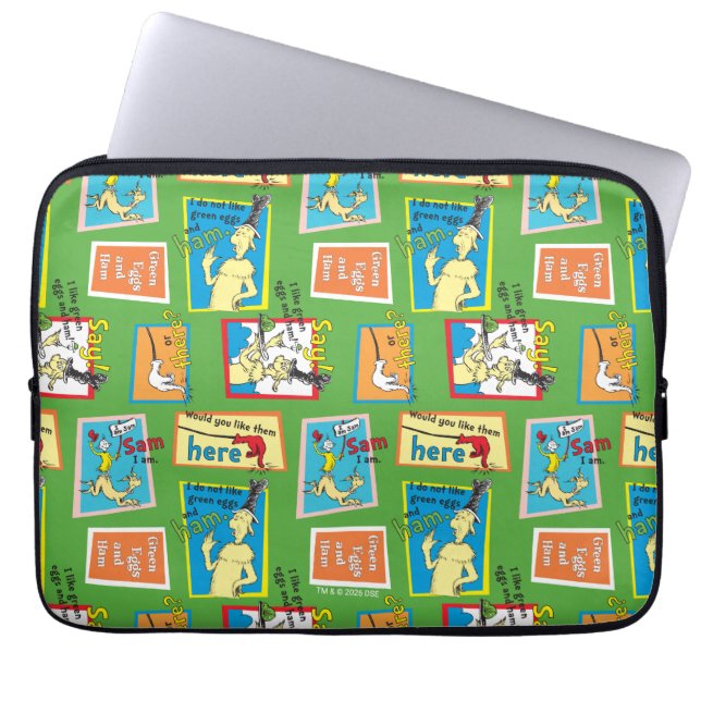 Housse Pour Ordinateur Portable Dr. Seuss Les œufs verts au jambon citations d'his (Devant)