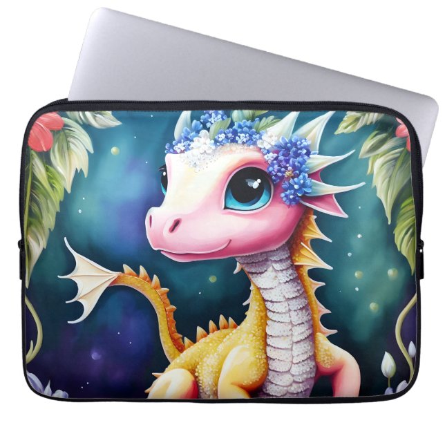 Housse Pour Ordinateur Portable Dragon Baby Floral Space Art (Devant)
