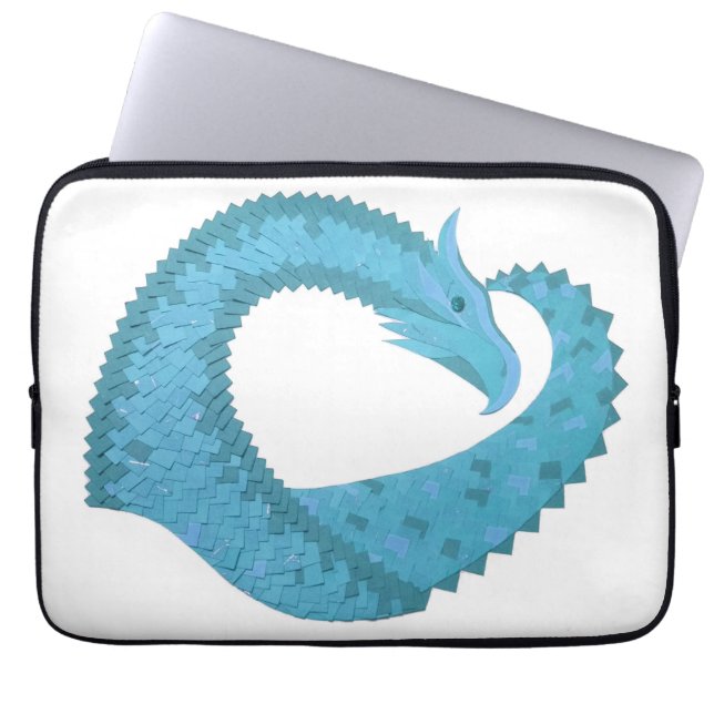 Housse Pour Ordinateur Portable Dragon cardiaque turquoise en blanc (Devant)