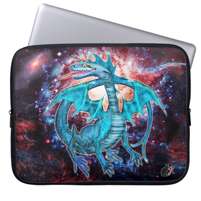 Housse Pour Ordinateur Portable Dragon cosmique Turquoise (Devant)