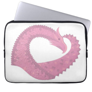 Housse Pour Ordinateur Portable Dragon de coeur rose sur blanc