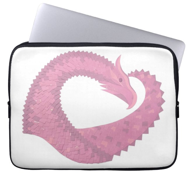 Housse Pour Ordinateur Portable Dragon de coeur rose sur blanc (Devant)