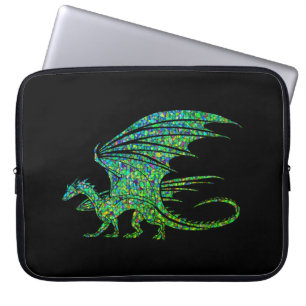 Housse Pour Ordinateur Portable Dragon Extraordinaire en mosaïque verte