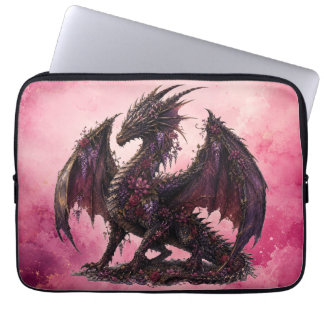 Housse Pour Ordinateur Portable Dragon Fleur | Dragon de Fantaisie Botanique