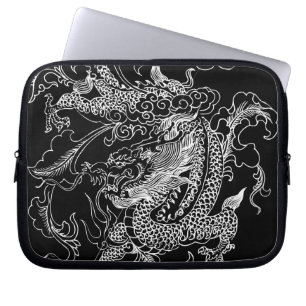 Housse Pour Ordinateur Portable Dragon noir et blanc