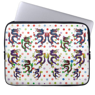 Housse Pour Ordinateur Portable dragons chinois imaginaire collage feuille
