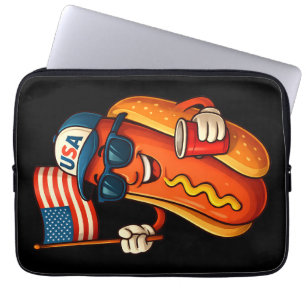 Housse Pour Ordinateur Portable Drapeau 4 juillet Hotdog Funny Patriotique USA