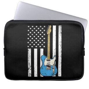 Housse Pour Ordinateur Portable Drapeau américain de guitare vintage