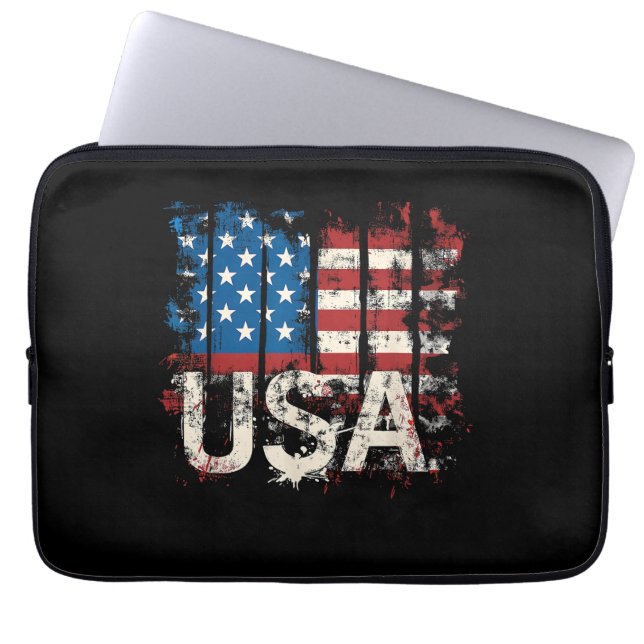 Housse Pour Ordinateur Portable Drapeau américain rétro 4 juillet (Devant)
