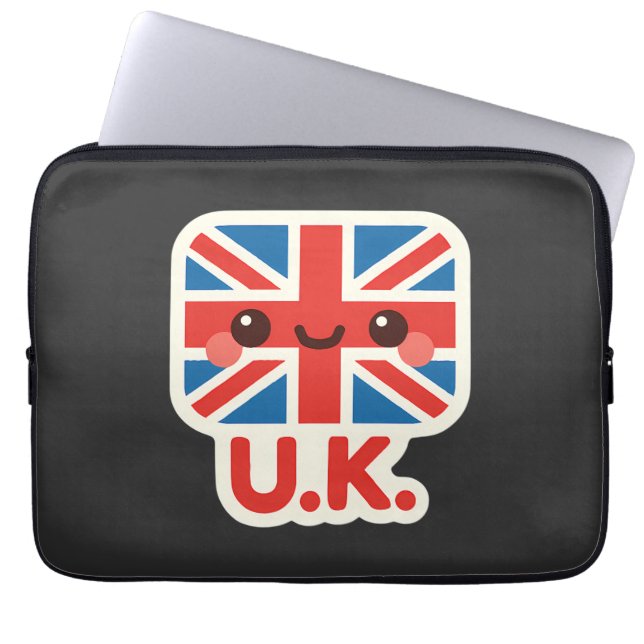 Housse Pour Ordinateur Portable Drapeau britannique de Kawaii - Design britannique (Devant)