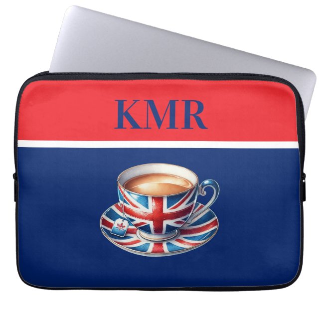 Housse Pour Ordinateur Portable Drapeau britannique sur l'anglais Teacup (Devant)