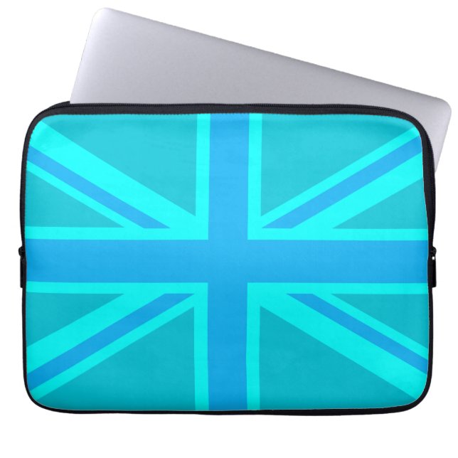Housse Pour Ordinateur Portable Drapeau britannique Turquoise Union Jack (Devant)