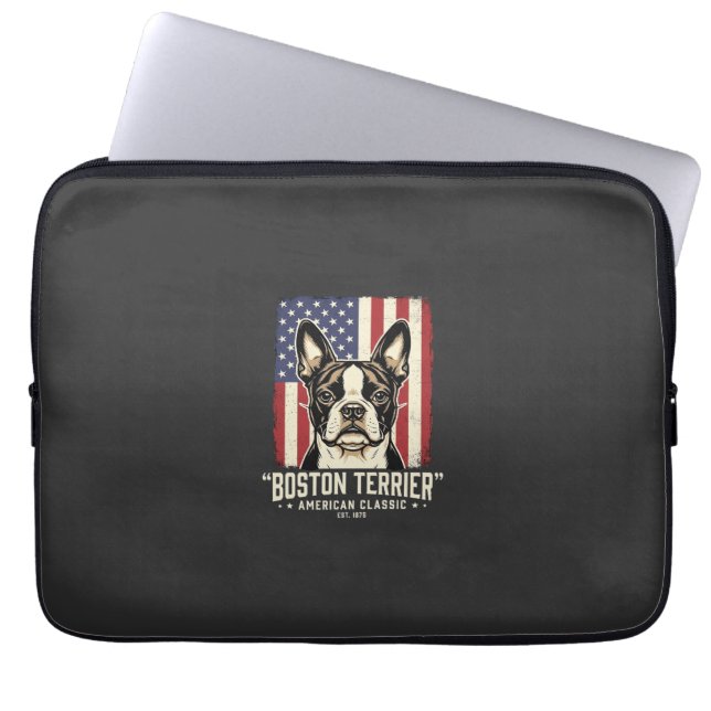 Housse Pour Ordinateur Portable Drapeau Classique Américain Boston Terrier (Devant)