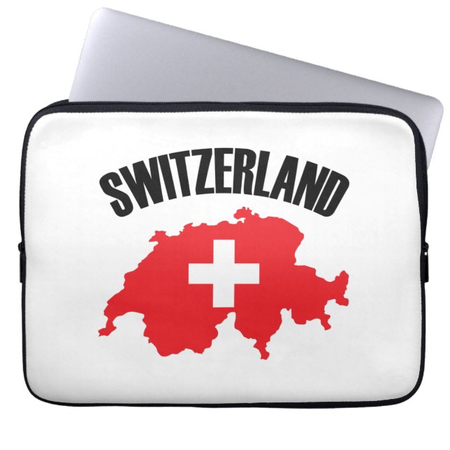 Housse Pour Ordinateur Portable Drapeau de carte Suisse (Devant)
