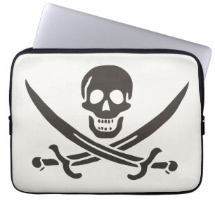 Housse Pour Ordinateur Portable Drapeau de crâne obsidien Drapeau de pirate Calico