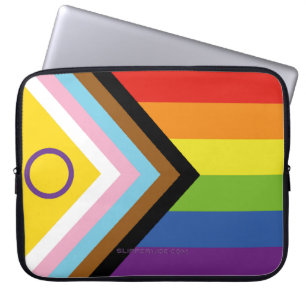 Housse Pour Ordinateur Portable Drapeau de fierté intersexe de SlipperyJoe's fond 