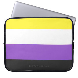 Housse Pour Ordinateur Portable Drapeau de fierté non binaire de SlipperyJoe's jau