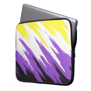 Housse Pour Ordinateur Portable Drapeau de fierté non binaire funky grunge zigzag