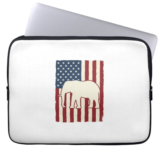 Housse Pour Ordinateur Portable Drapeau d'éléphant patriotique Conception de vecte (Devant)