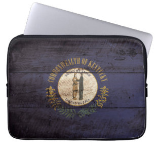 Housse Pour Ordinateur Portable Drapeau d'état du Kentucky sur le vieux grain en